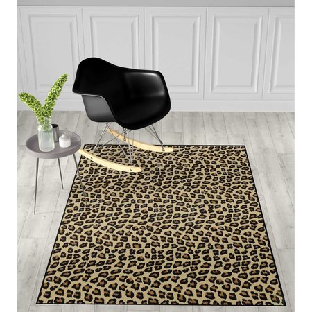 Deerlux Modern Animal Print Living Room Area Rug with Nonslip Backing, Leopard Pattern, 3 x 5 Ft Extra Small QI003760.XS